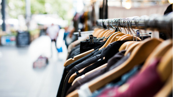 Clothes in exhibition on a store