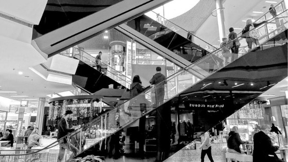 Black and white Shopping mall